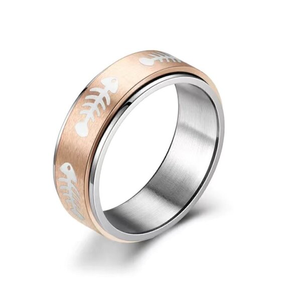 Spinner Fidget Ring Fish Skeleton #1152 - Picture 5 of 6